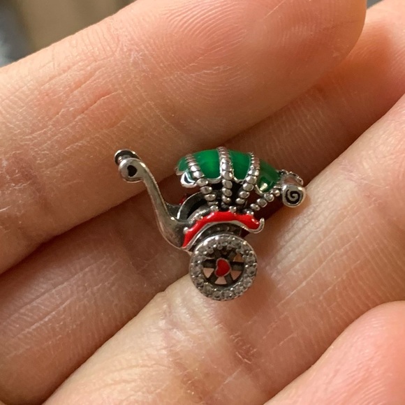 NWOT Rickshaw Charm w/ Cubic Zirconia, Red & Green Enamel Sterling Silver 925 - Picture 9 of 12